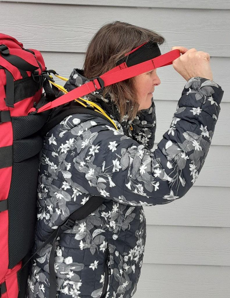 canoe pack tumpline for portage pack and canoe barrel harness