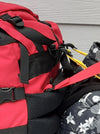 Ostrom tumpline for canoe pack, portage pack and canoe barrel harness, attachment to pack view, Canada, image.